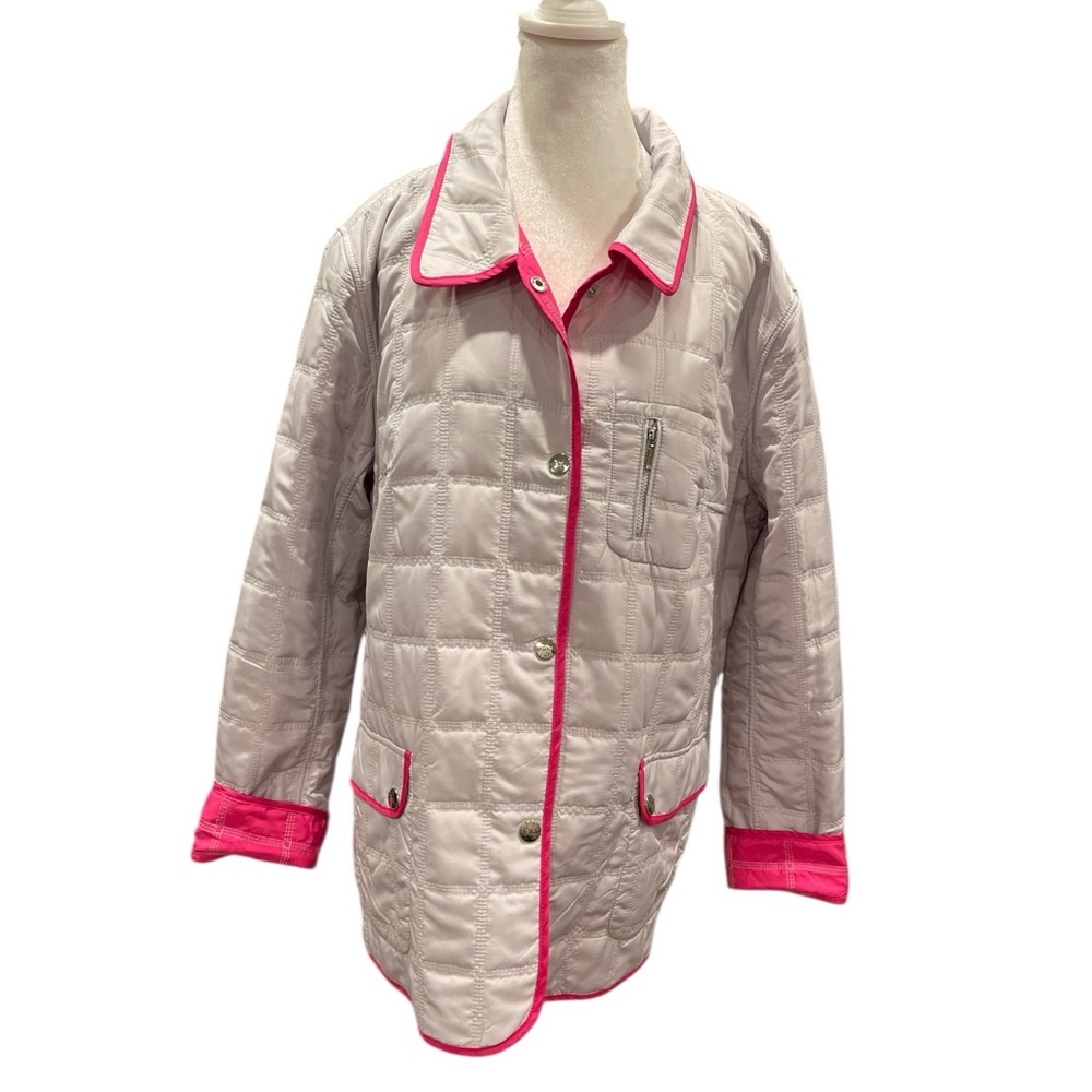 Quilted Reversible Jacket Pink/Taupe L/XL Cottagecore Utility Lightweight Layer - Picture 8 of 11